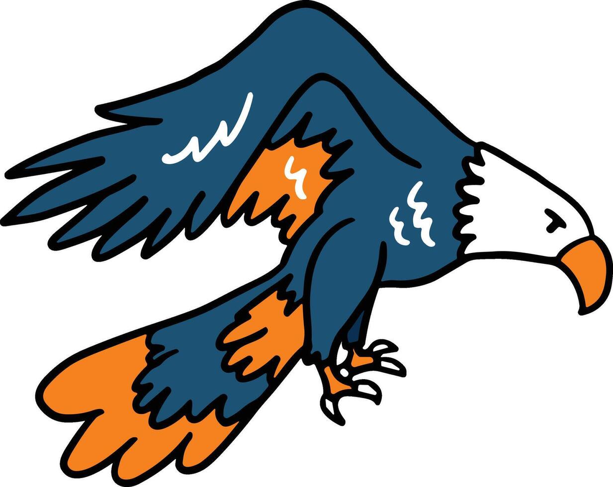 A bird with black beak and feet is flying in the air vector