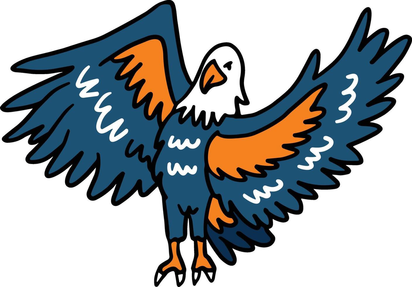 A bird with black beak and feet is flying in the air vector