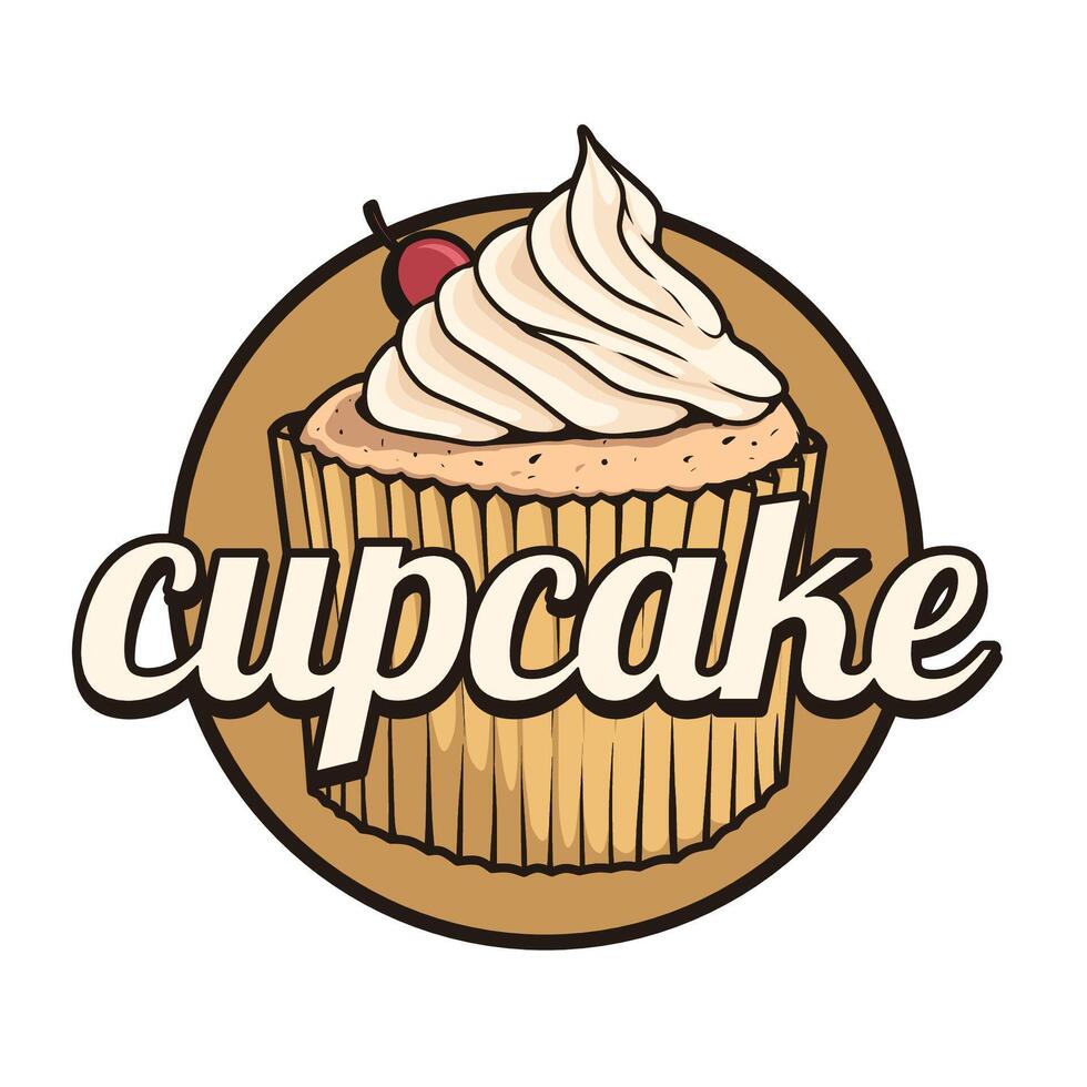 Cupcake logo drawing design template vector
