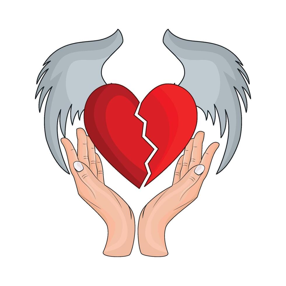illustration of broken heart wings vector