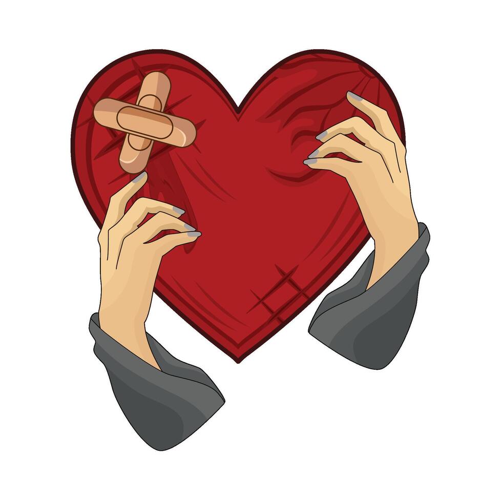 illustration of heart bandage vector