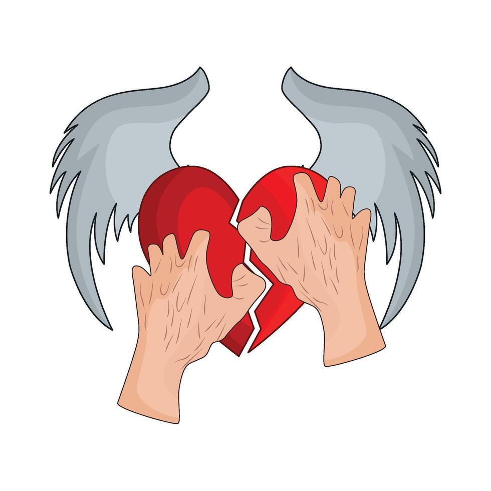 illustration of broken heart wings vector