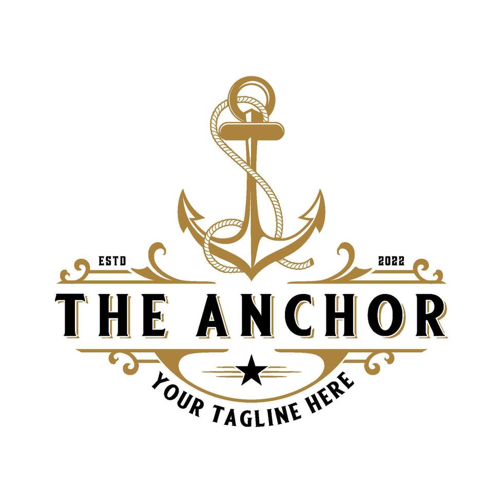 anchor vintage logo. hand drawn anchor marine design vector