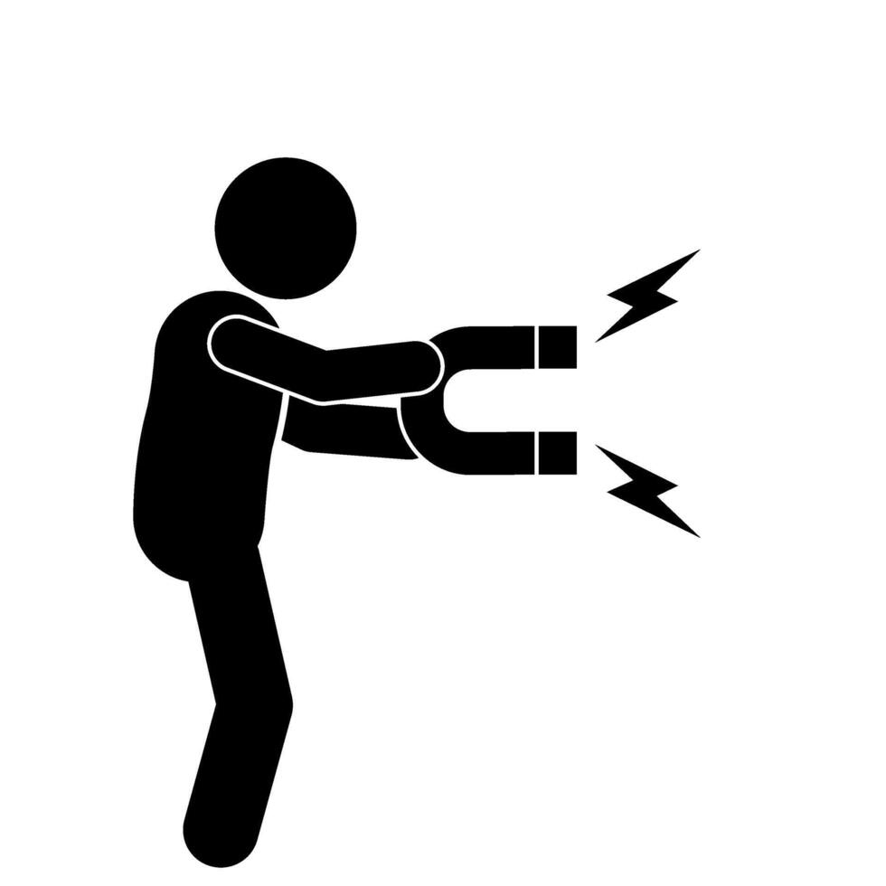 illustration of a man holding a magnet vector
