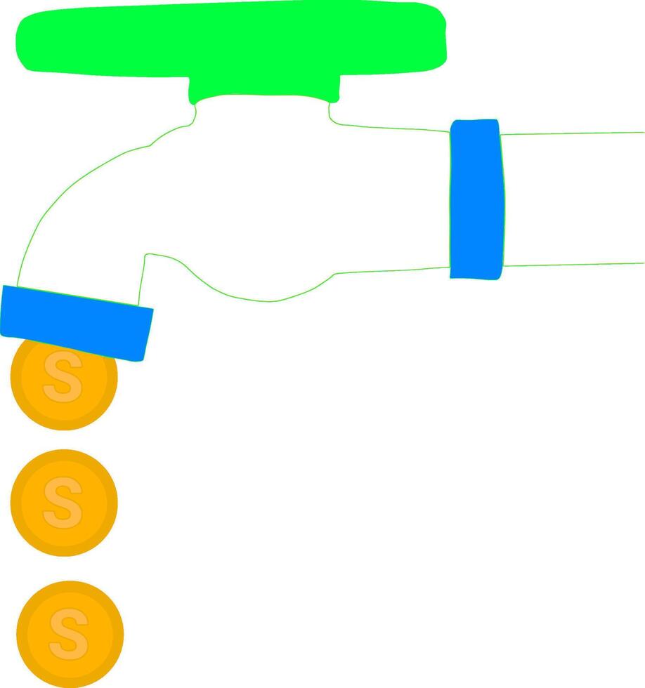 Gold coins and a tap vector