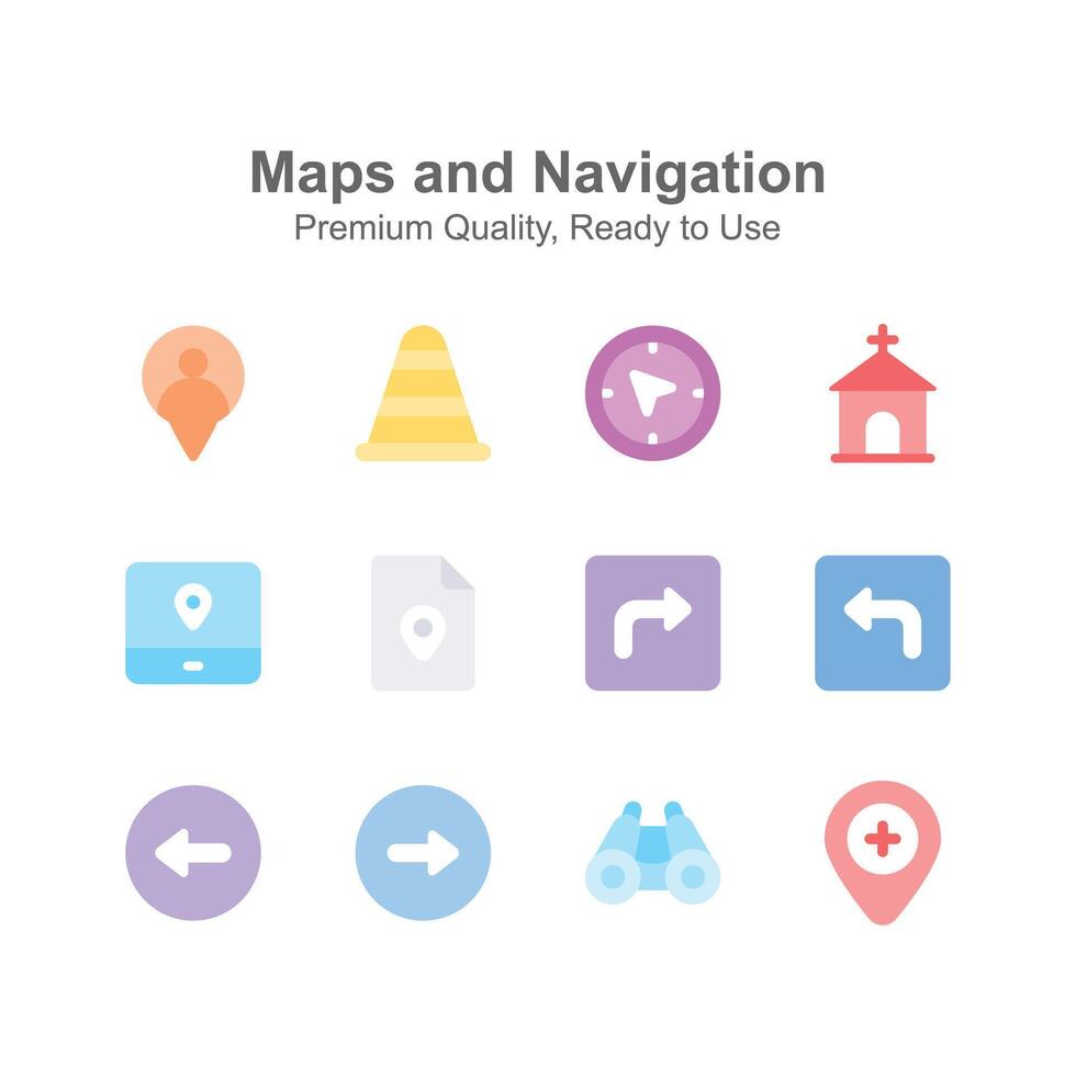 Creatively crafted maps and navigation icon set vector