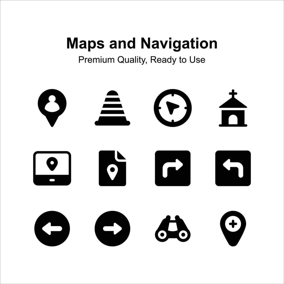 Creatively crafted maps and navigation icon set vector