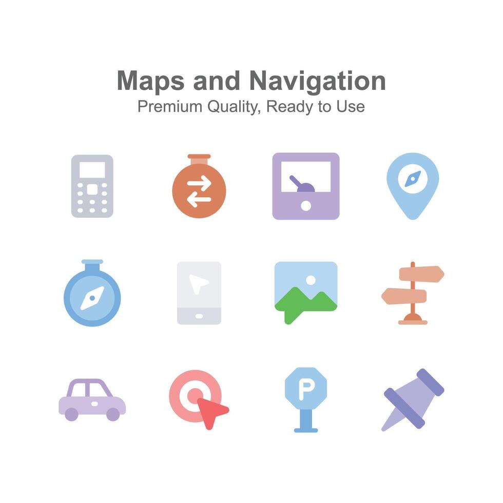 Well design maps and navigation icons up for premium use vector