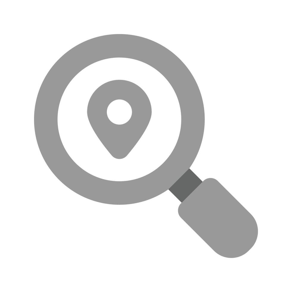 Location pin under magnifier, of location search in trendy style vector