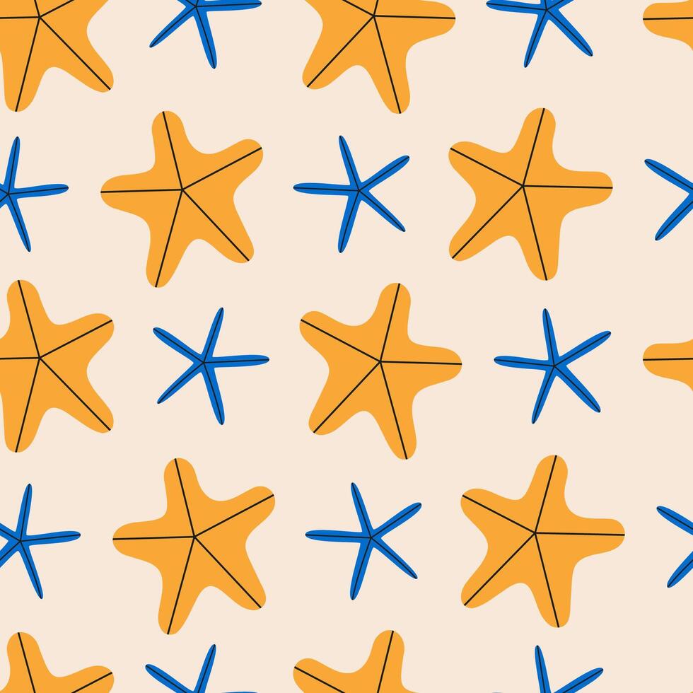 Seashells seamless pattern in vibrant colors. Summer pattern of sea scallop for wrapping paper, wallpaper, notebook cover. vector