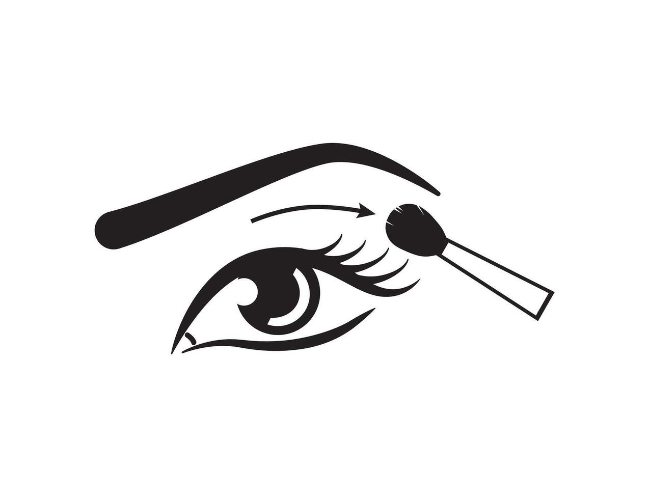 Female Eye and Brush icon. Makeup applying scheme for eyeshadows packaging vector