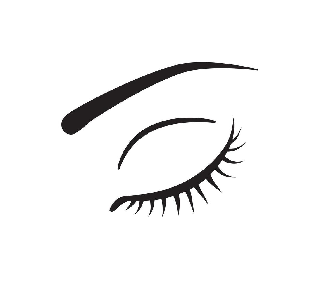 Eye with lashes icon. Closed human eye isolated on white vector
