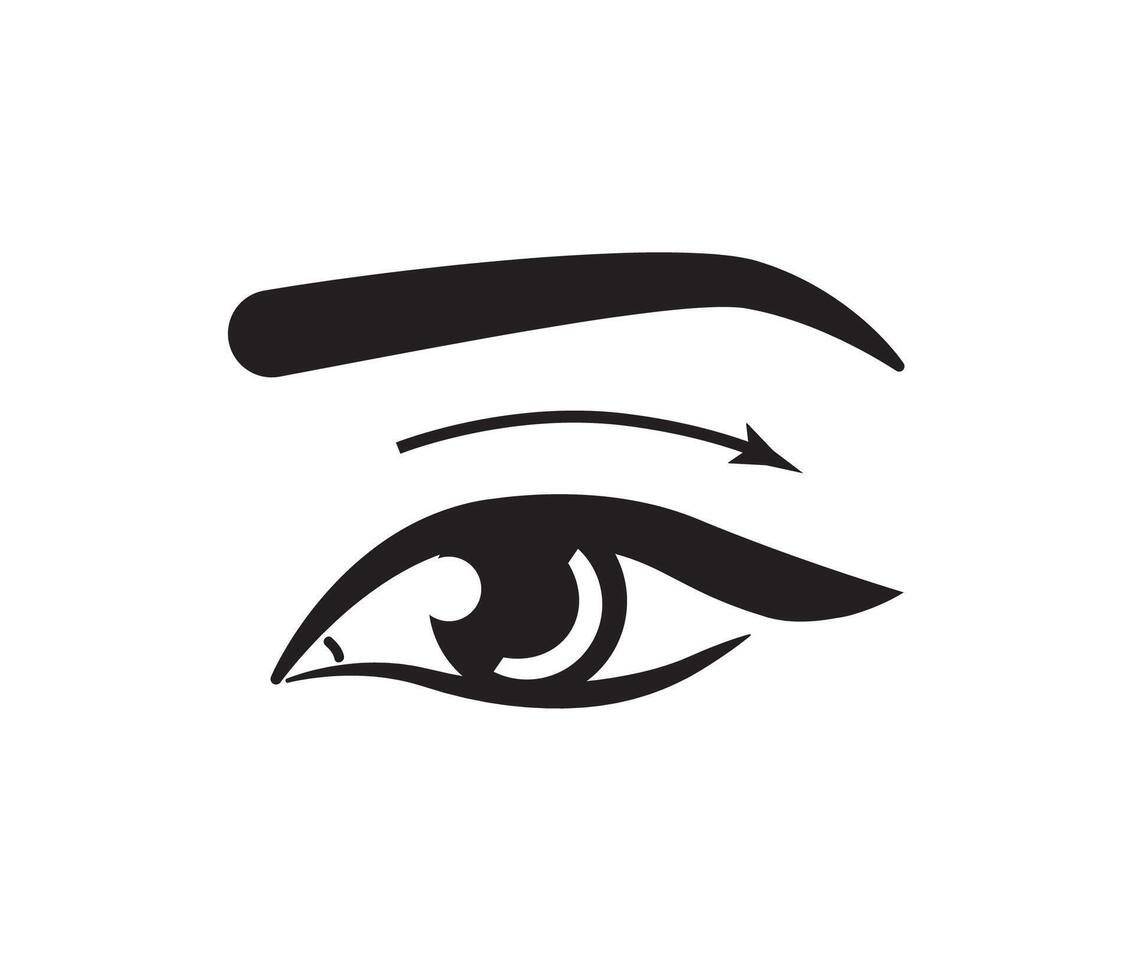 Asian woman Eye with arrow isolated on white background vector