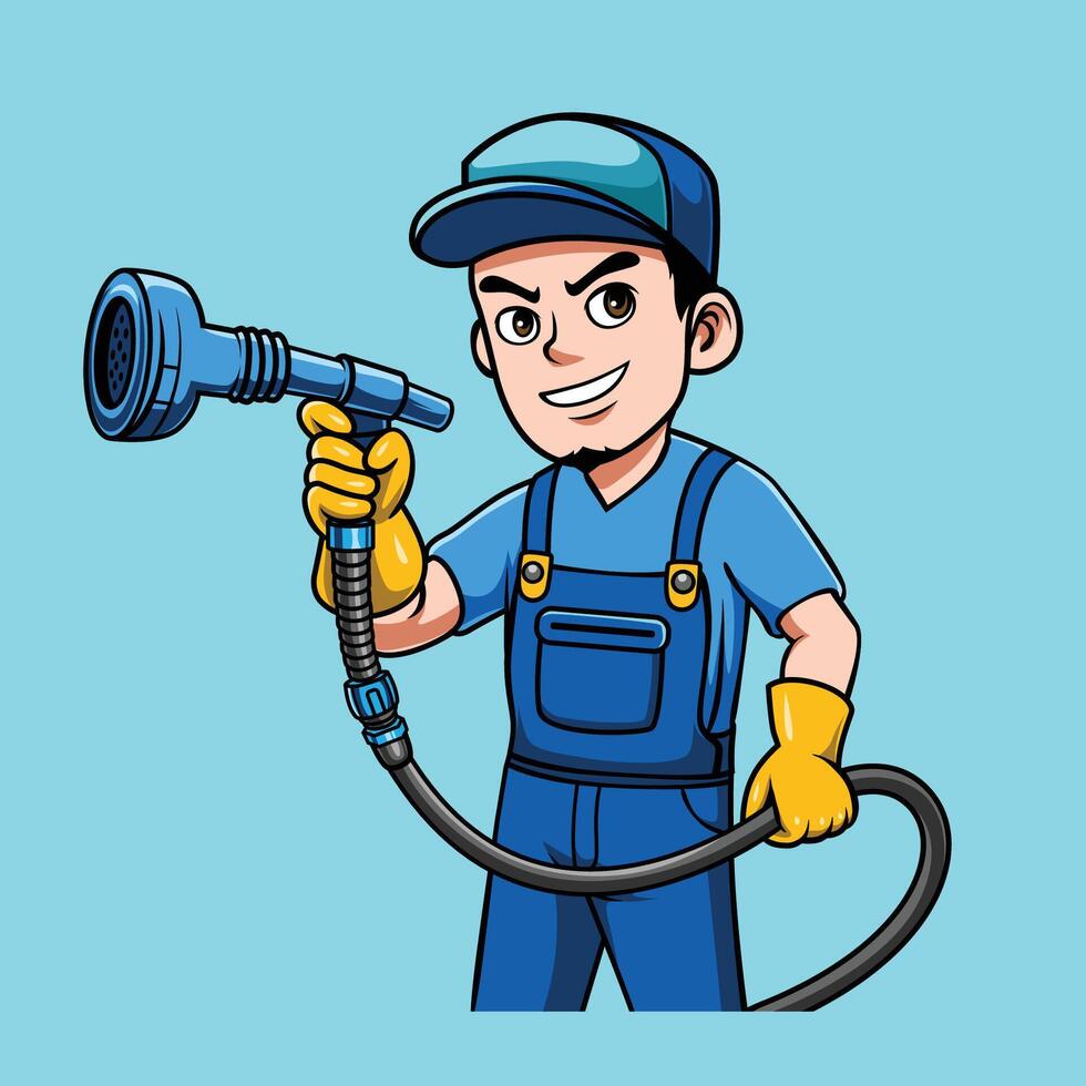 Character of a car washer, for logo and mascot design vector