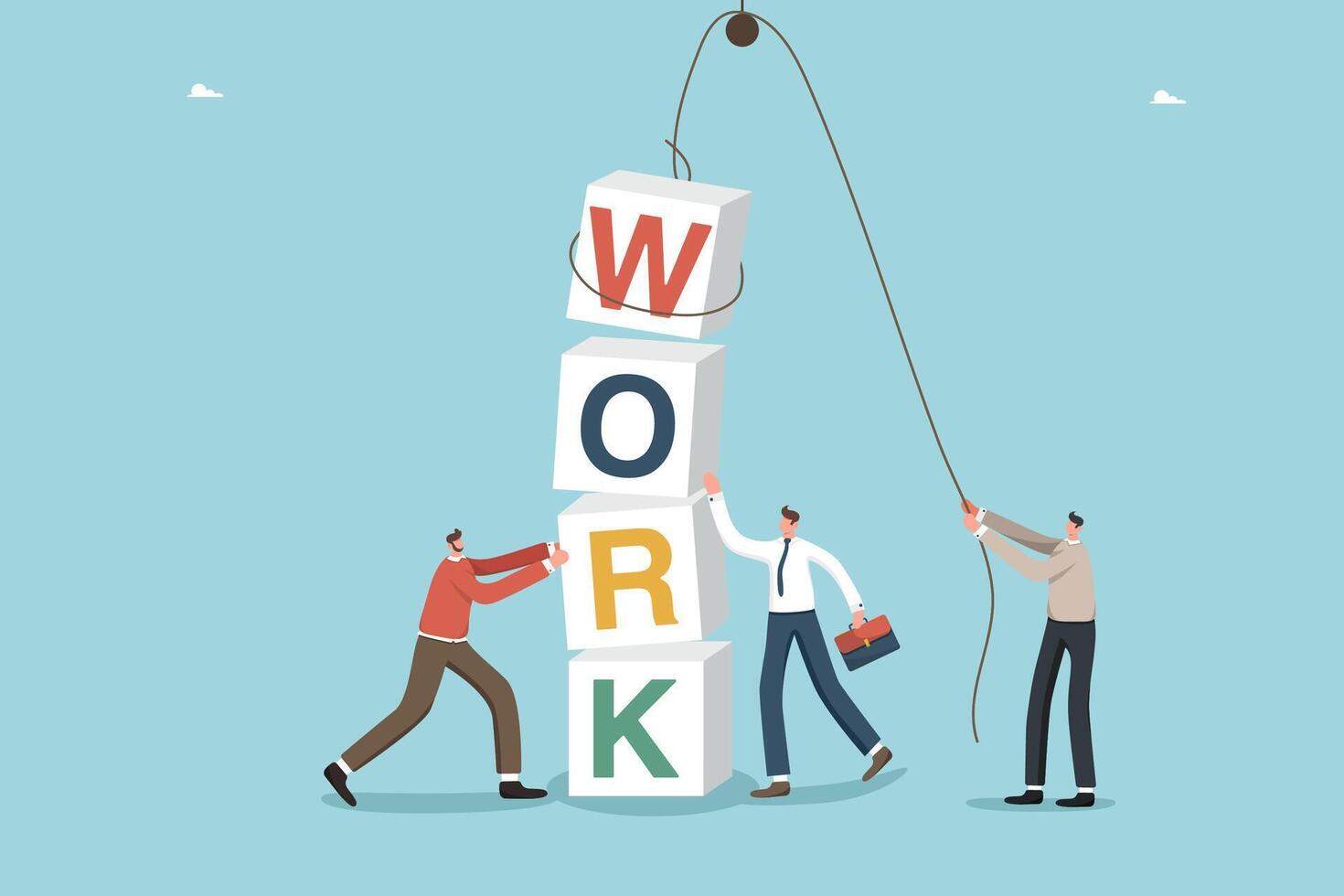 Team adds words team from cubes vector