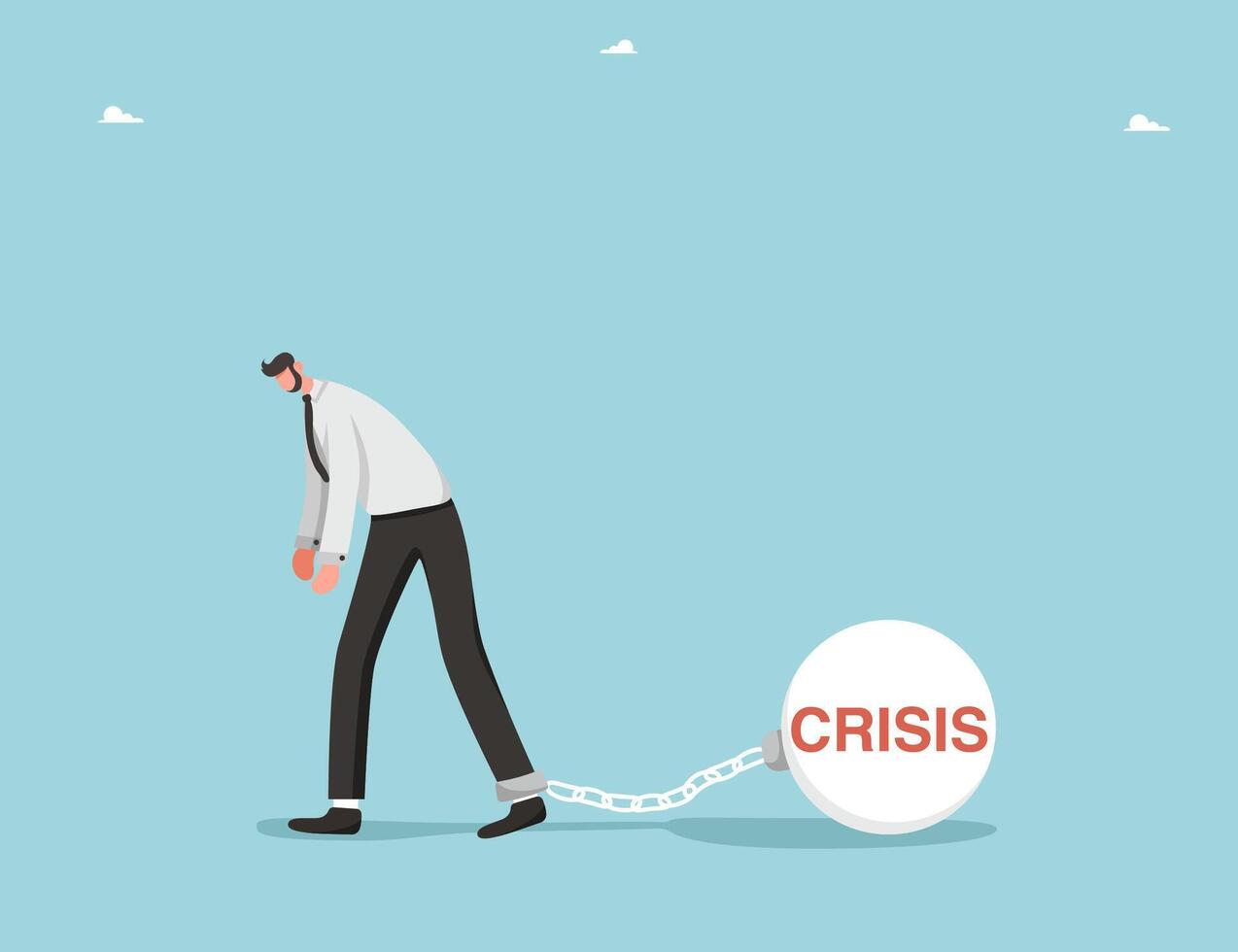 Man is shackled in crisis vector