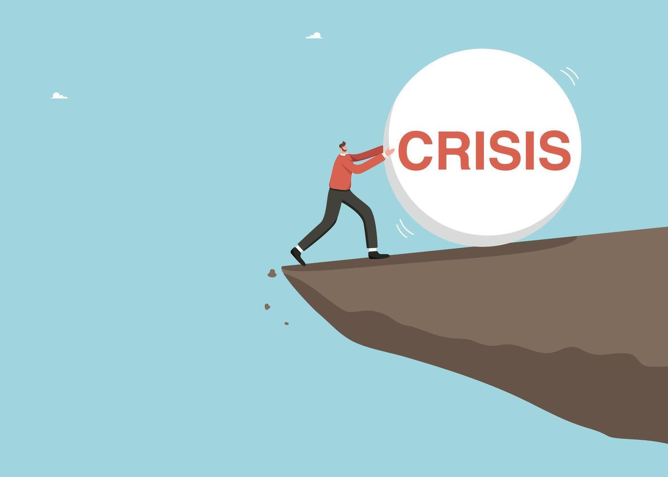 Man stops crisis ball on cliff vector