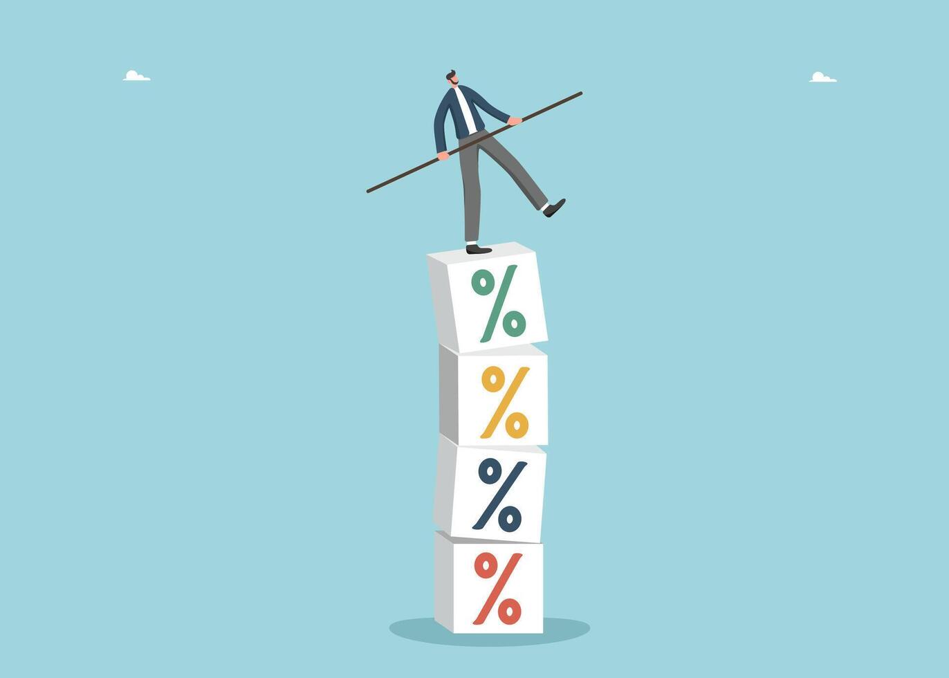 Man holding balance on interest cubes vector