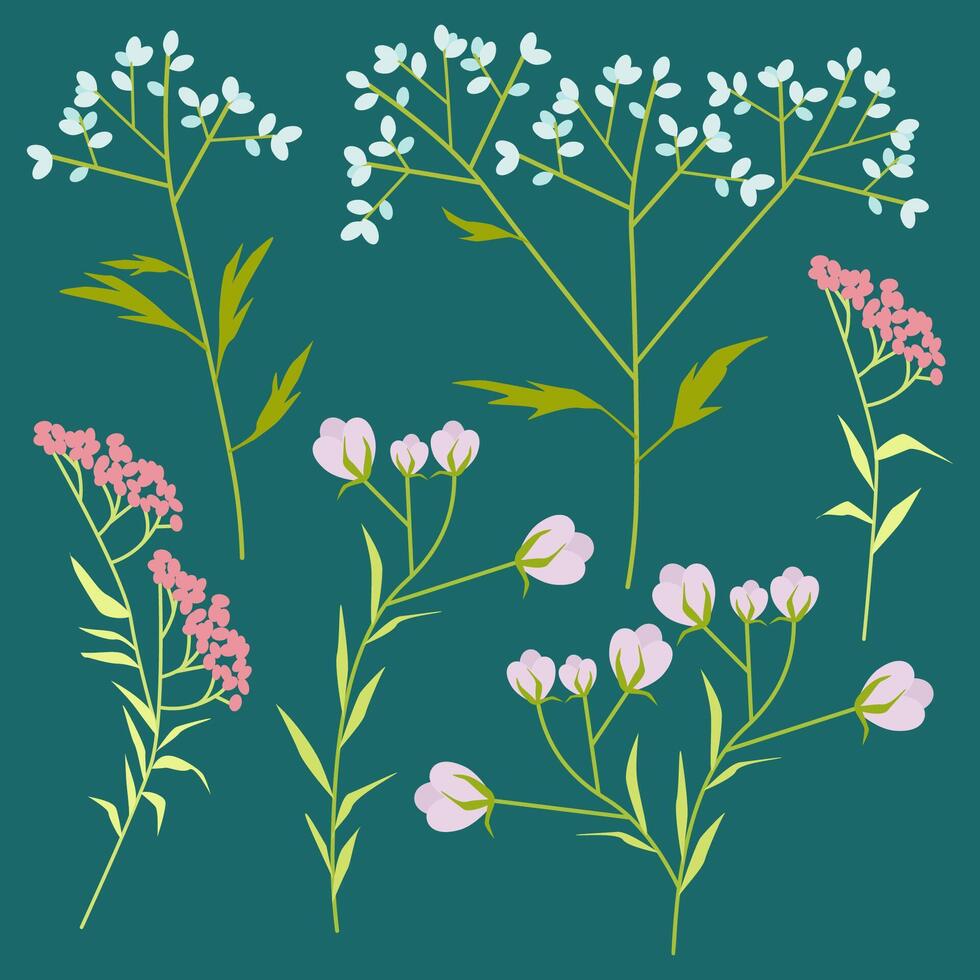 Set of small retro flowers vector