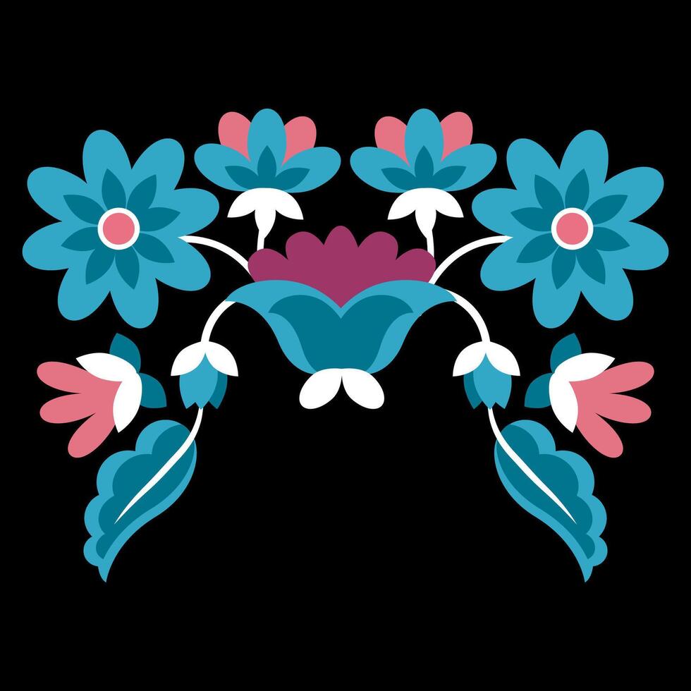 Bright Mexican embroidery on a black background vector