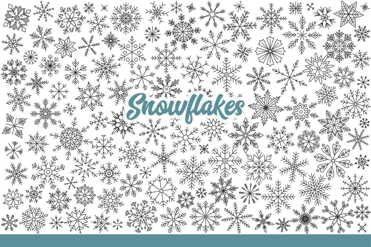 Snowflakes falling from sky on winter day, for design of christmas party. Hand drawn doodle vector