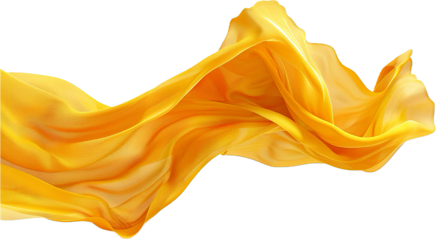 Flowing Yellow Silk Fabric in Motion. png