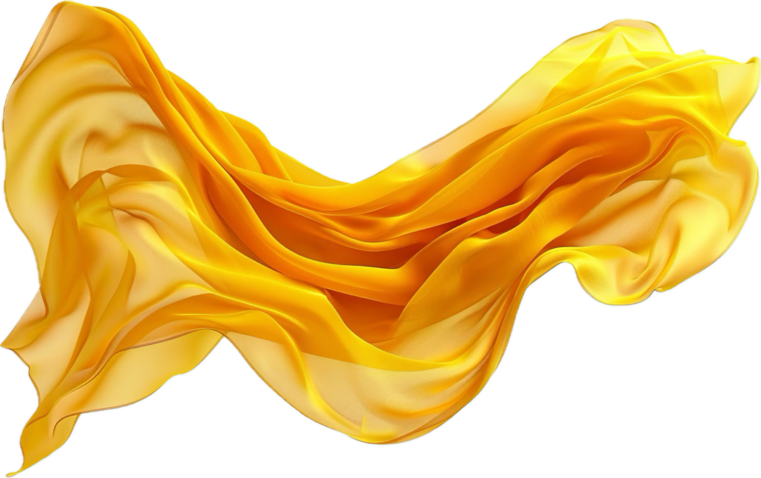 Flowing Yellow Silk Fabric in Motion. png