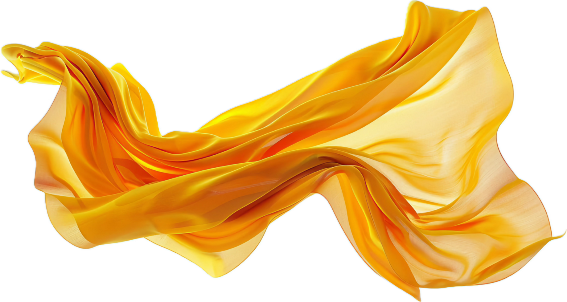 Flowing Yellow Silk Fabric in Motion. png
