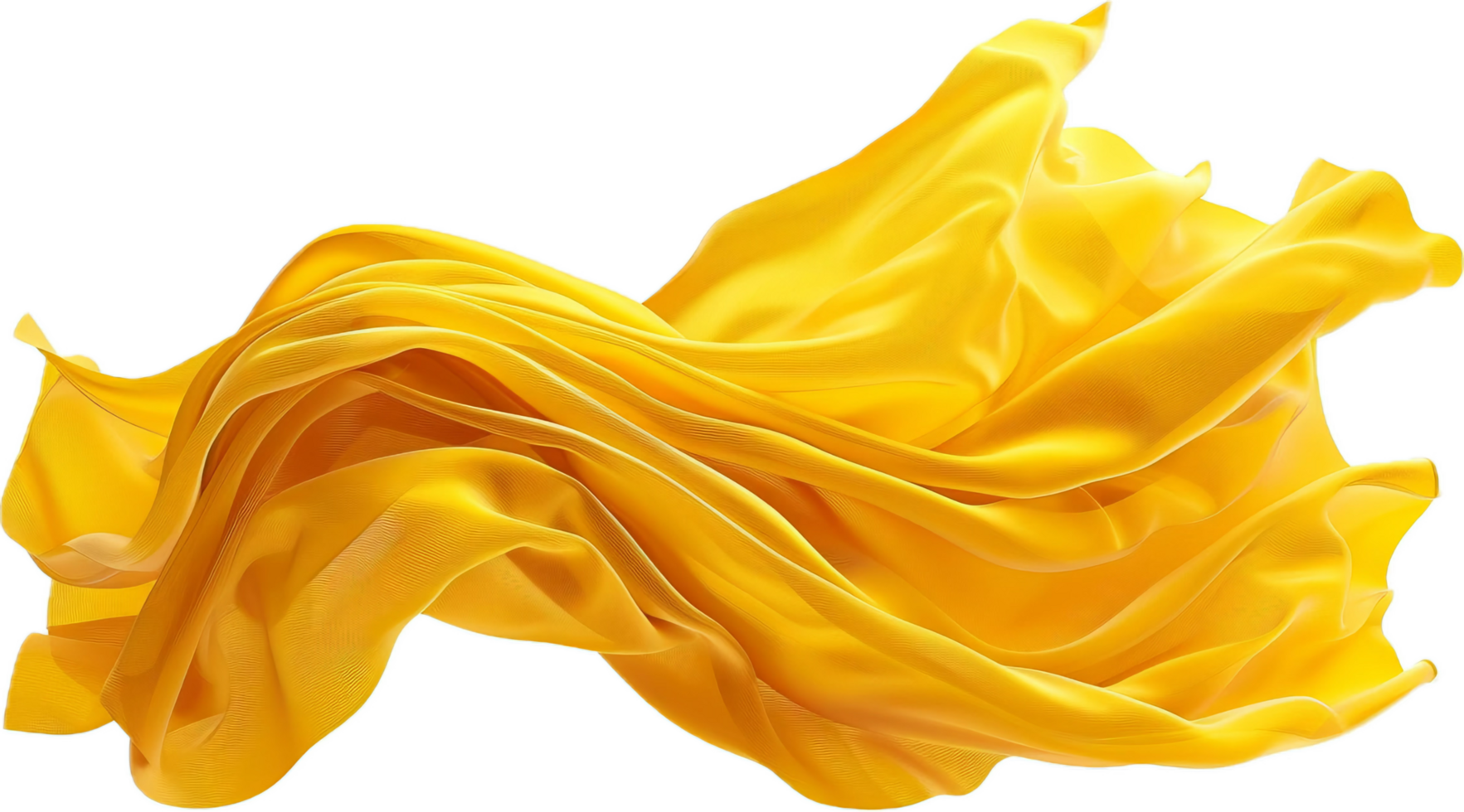 Flowing Yellow Silk Fabric in Motion. png