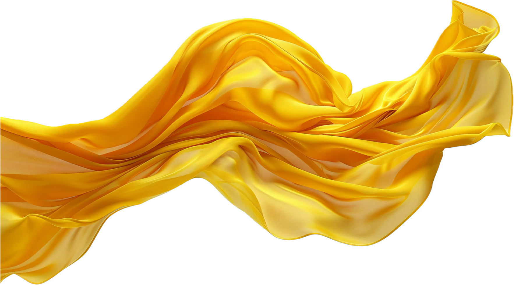 Flowing Yellow Silk Fabric in Motion. png