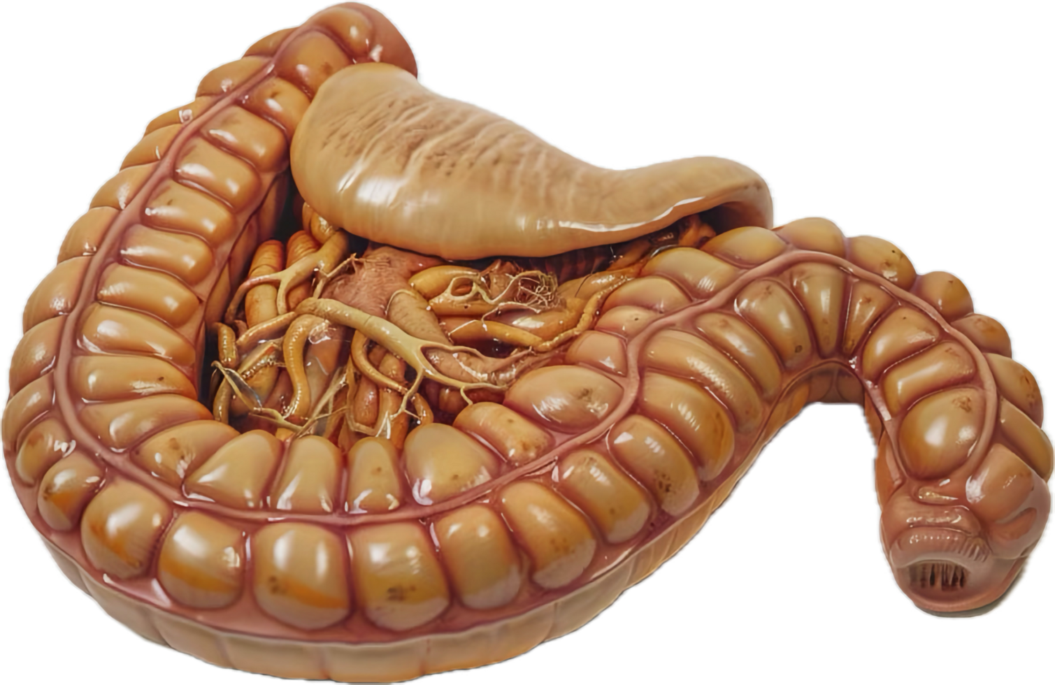 Detailed Colon Anatomy with Blood Vessels. png