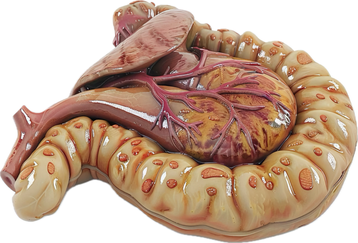 Detailed Colon Anatomy with Blood Vessels. png