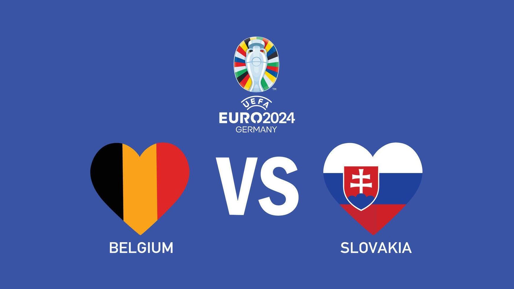 Belgium And Slovakia Match Emblem Heart Euro 2024 Teams Design With Official Symbol Logo Abstract Countries European Football Illustration vector