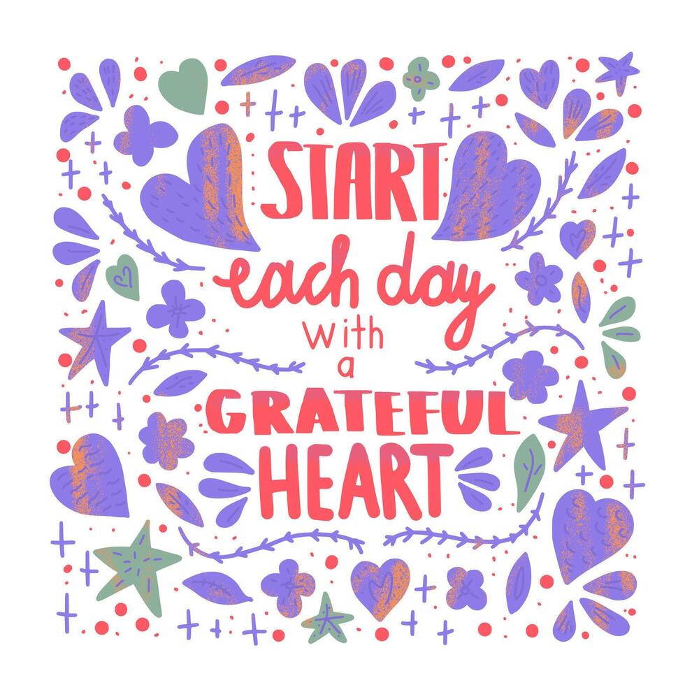 Start each day with a grateful heart poster. vector