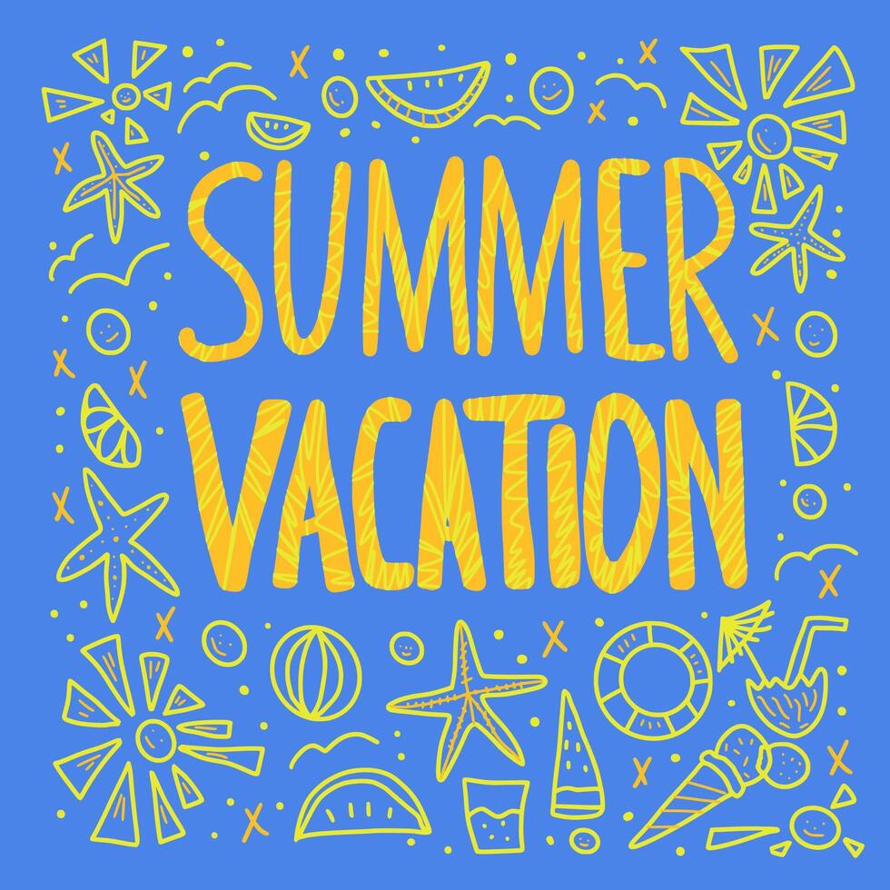 Summer vacation quote. color illustration. vector
