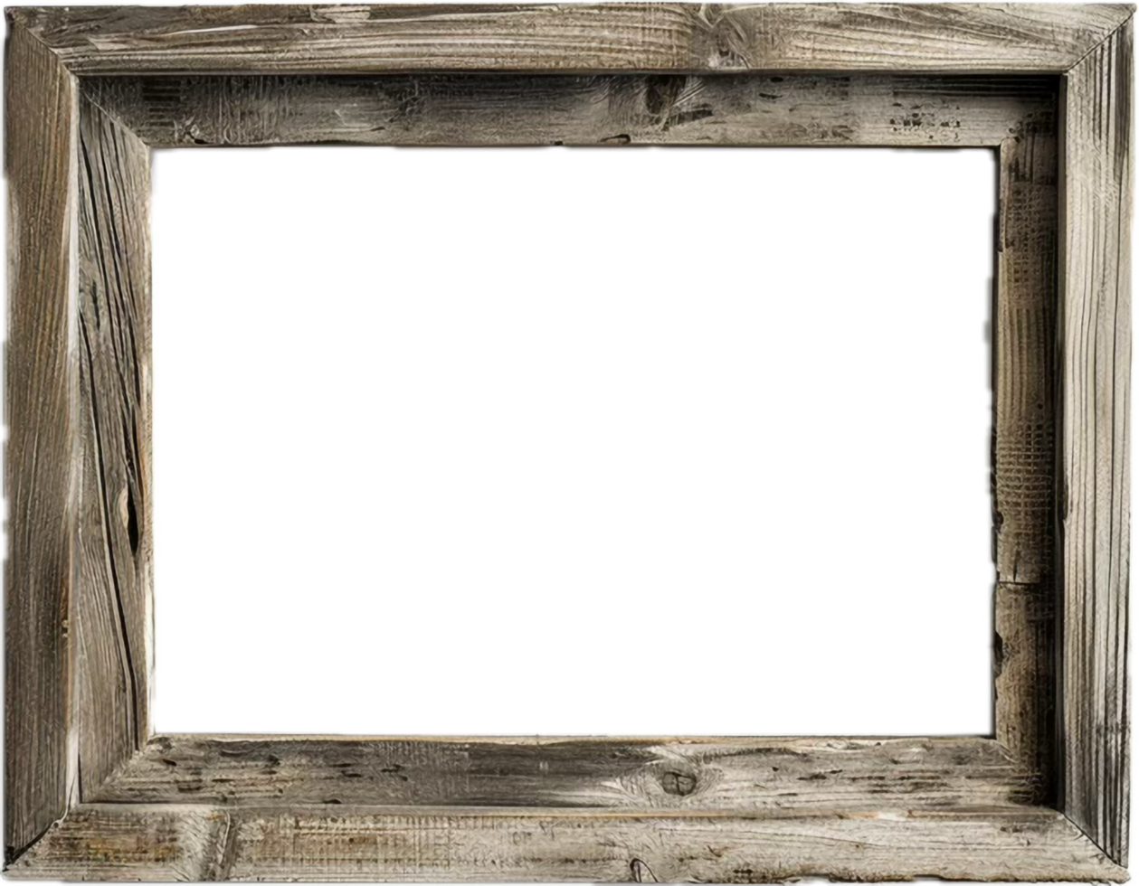 Weathered Rustic Wooden Picture Frame. png