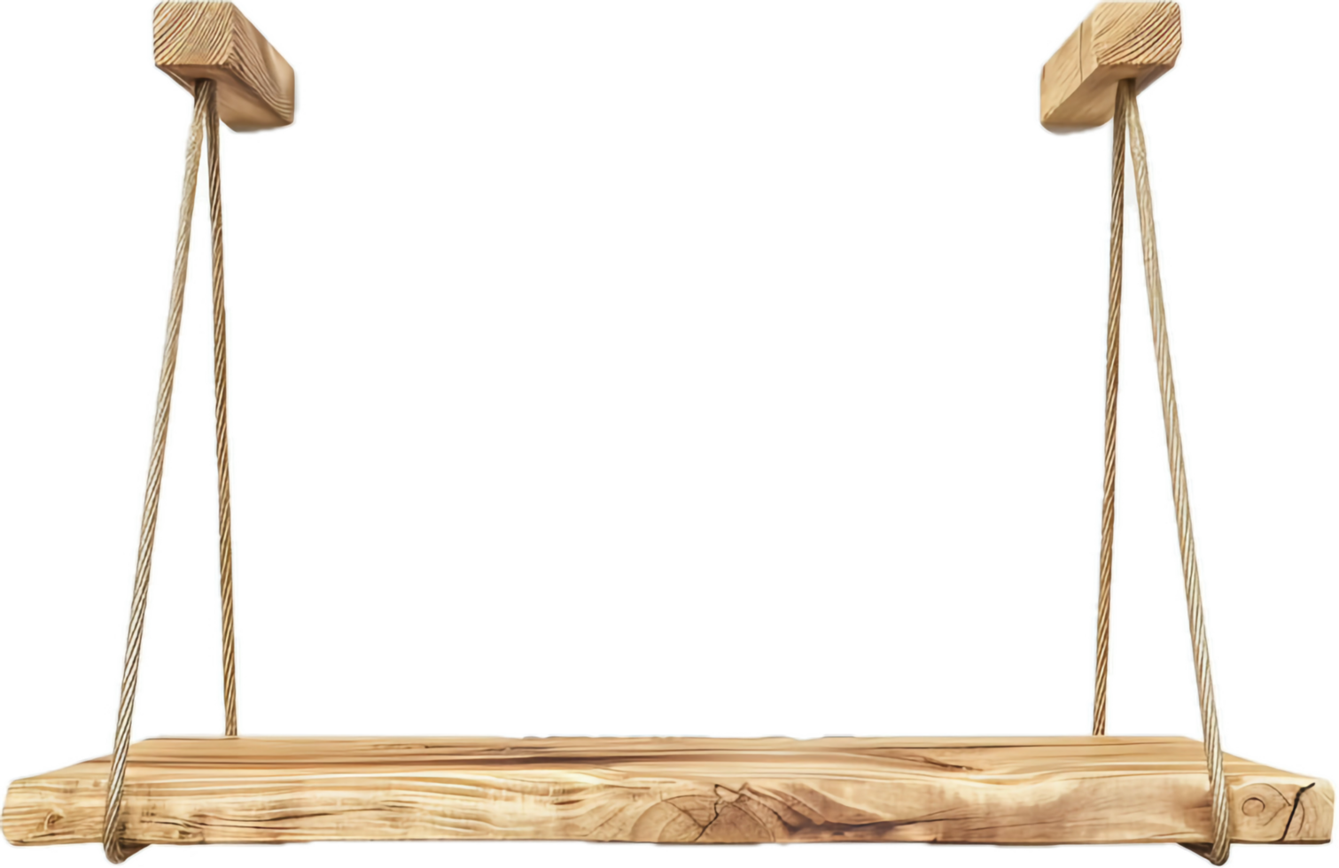 Simple Wooden Swing Hanging by Ropes. png