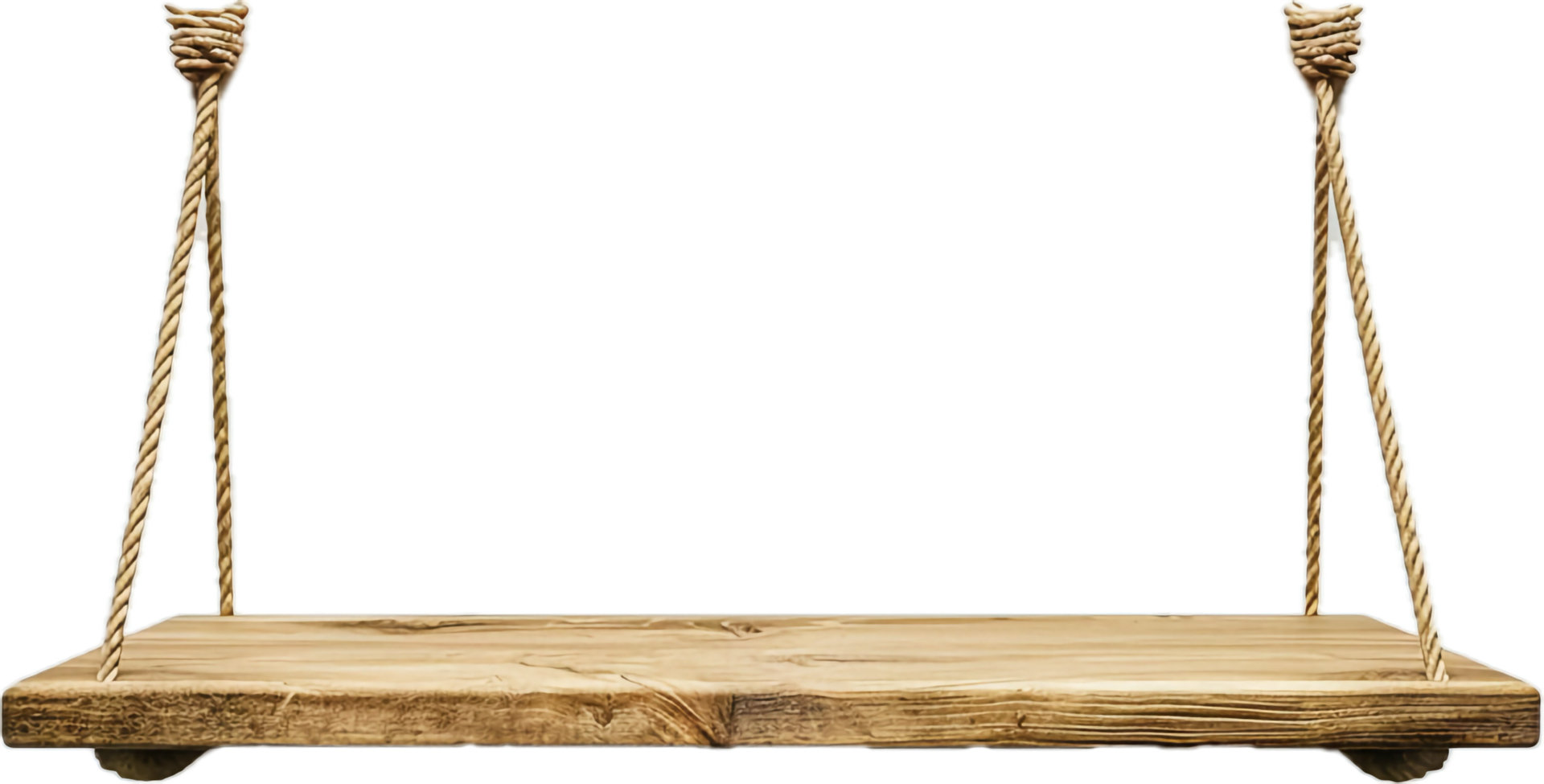 Simple Wooden Swing Hanging by Ropes. png