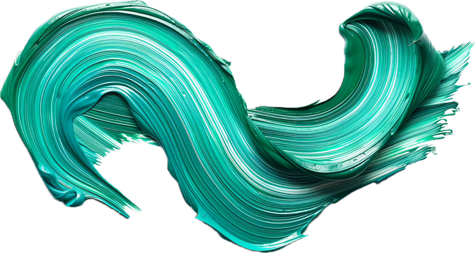 Abstract Swirl of Green Paint Strokes. png