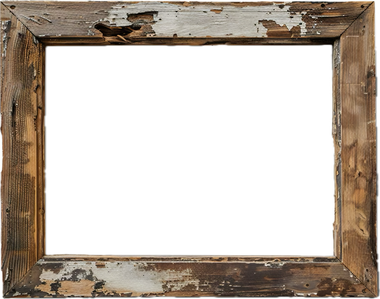 Weathered Rustic Wooden Picture Frame. png