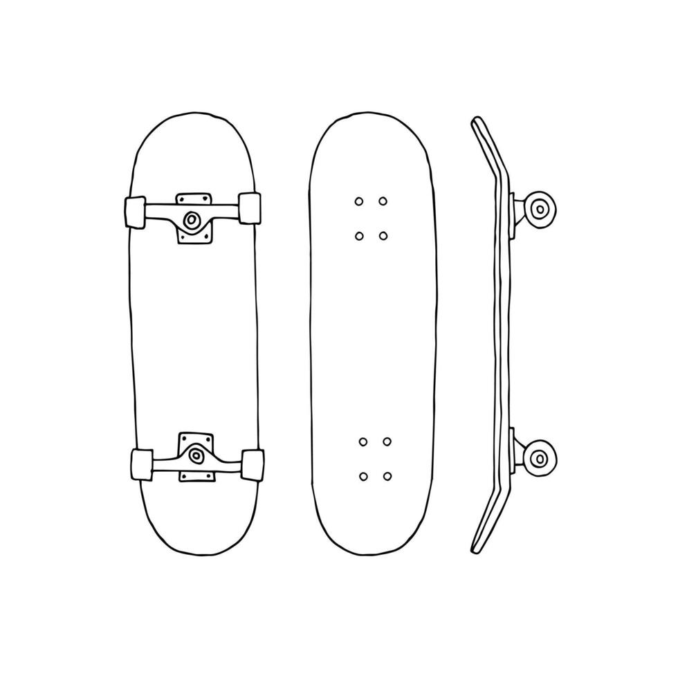 Set of hand drawn doodle sketch skateboard vector