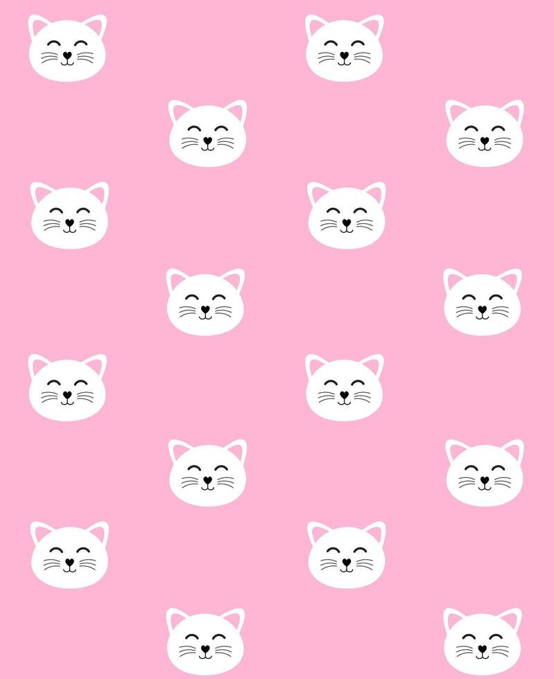 Seamless pattern of cat face head vector