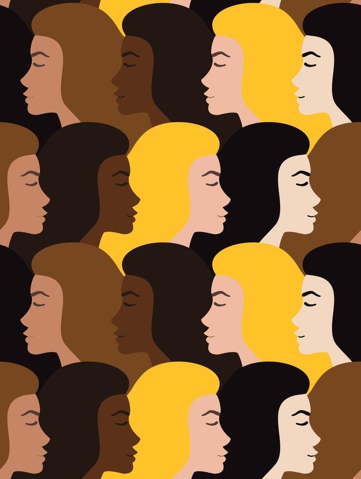 Seamless pattern of cartoon woman head vector