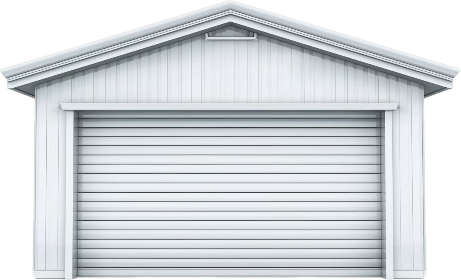 Modern White Garage Door with Lights. png