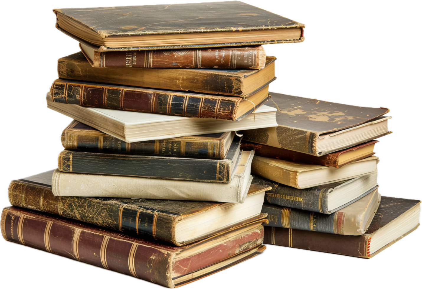 Stack of Old Vintage Books. png