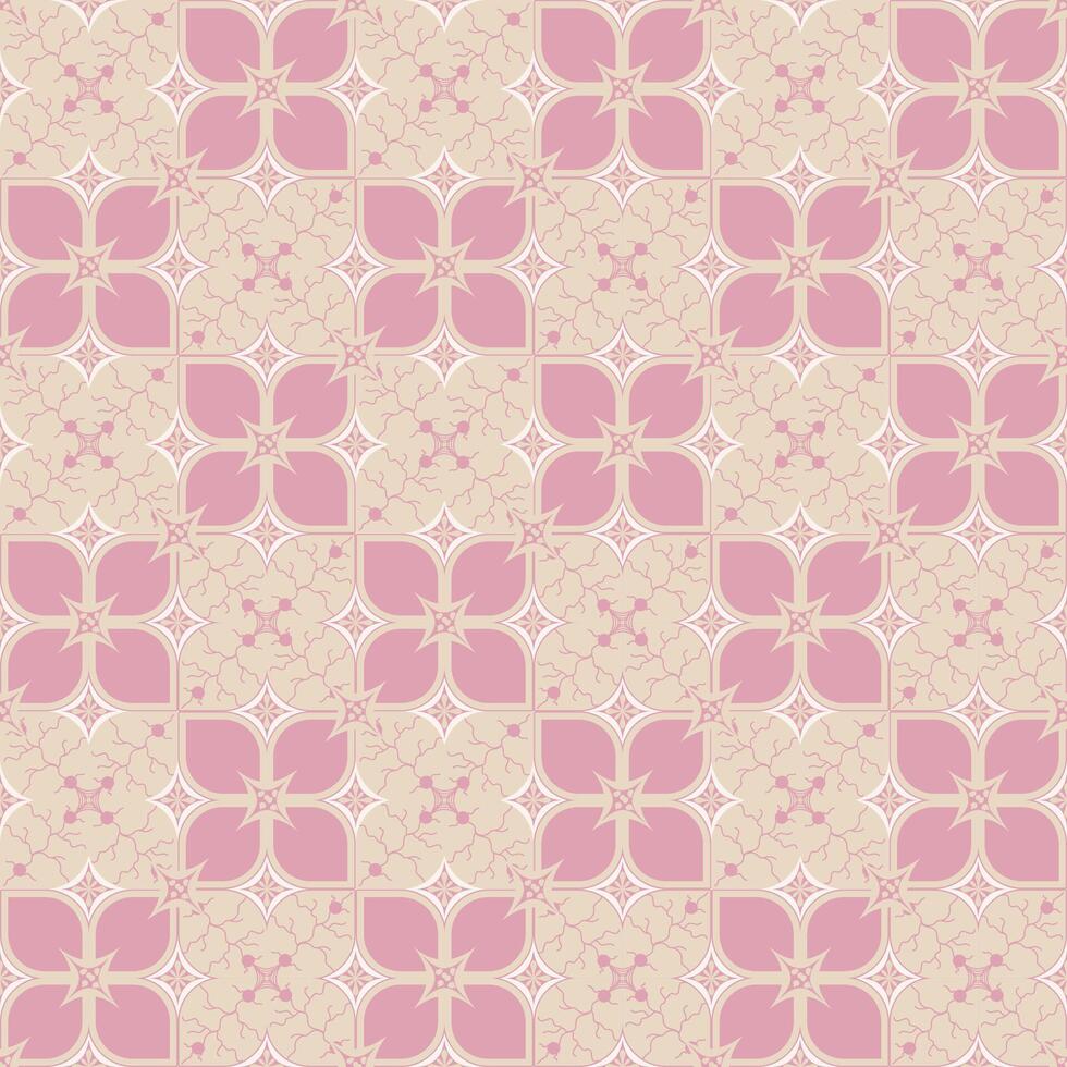 pink and cream batik kawung pattern vector