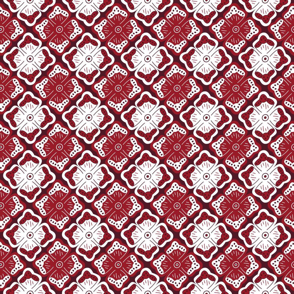 red and white batik kawung pattern vector