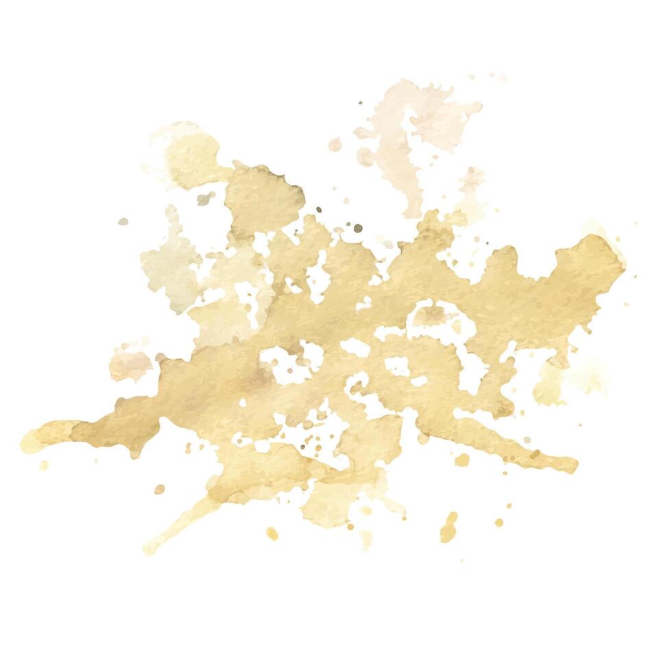 Brown, beige stain with splashes of paint. Hand drawn watercolor illustration. An object isolated from the background, for design and decoration with textures and backing. vector