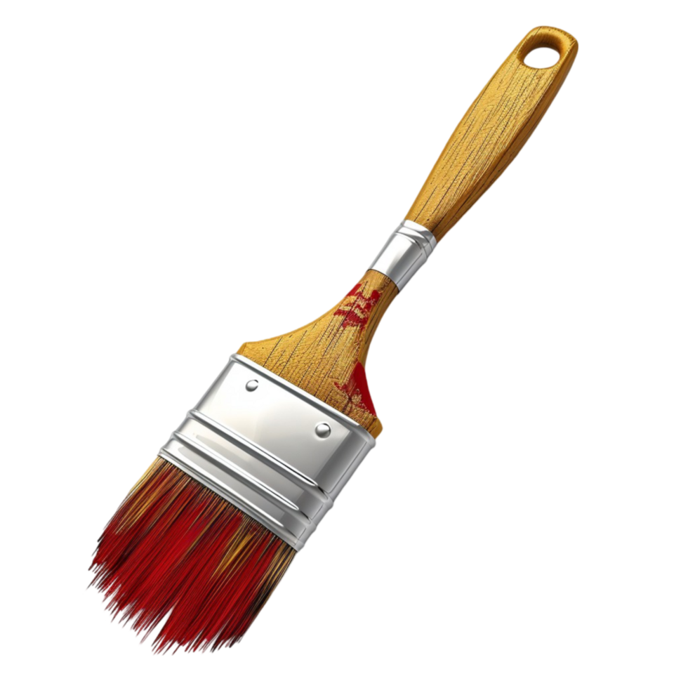 a paint brush with red paint on it AI-Generated png