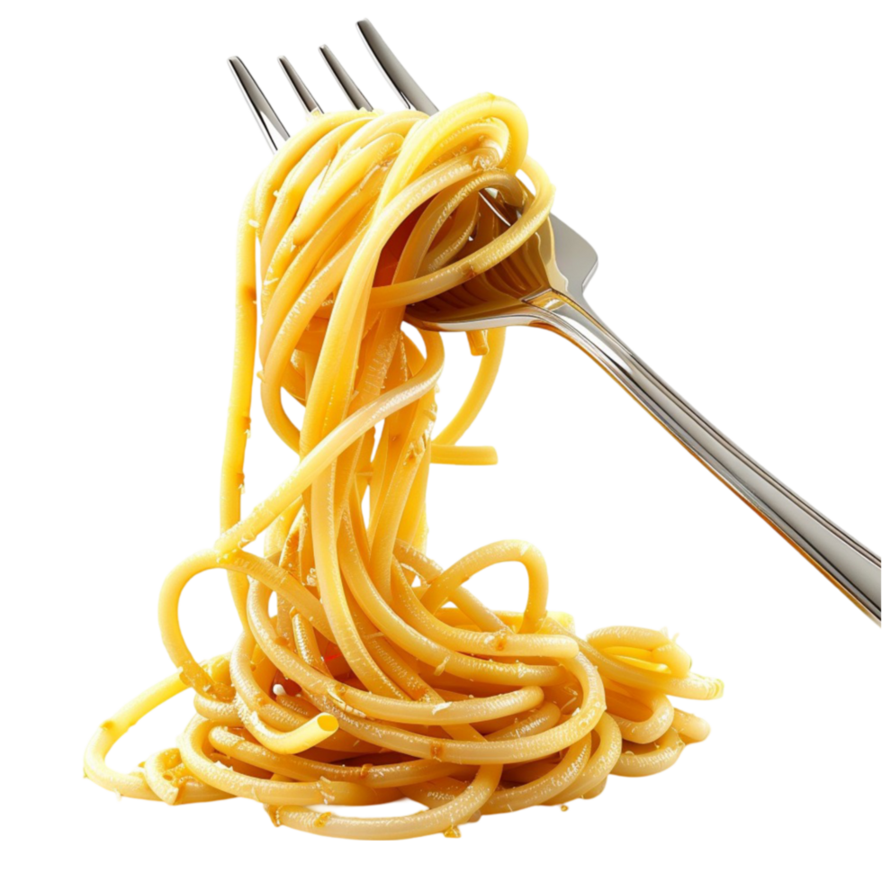 spaghetti with fork on transparent background AI-Generated png